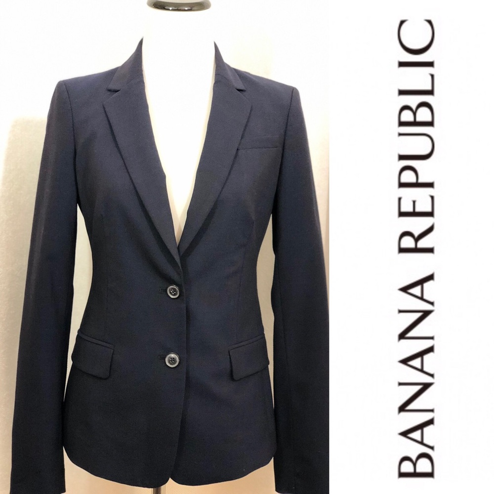 BANANA REPUBLIC Navy Blue Fitted Blazer